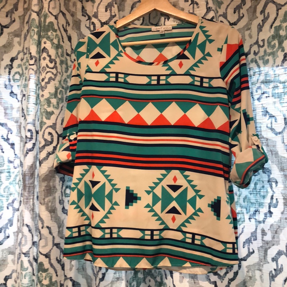 Aztec Tribal Patterned Blouse